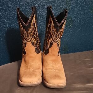 J.B. Dillon Kids Tan and Black Embroidered Boots